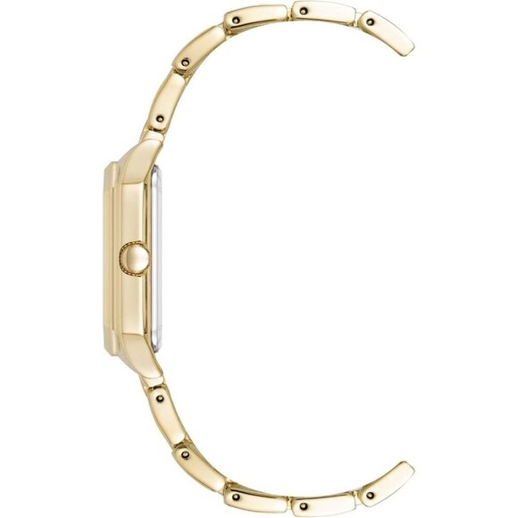 Women\'s Gold Green Stainless Steel Water Resistant Bracelet Adjustable Watch main image 4
